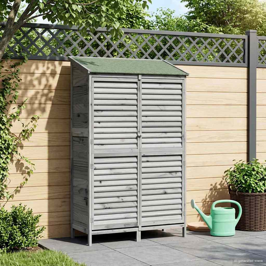 vidaXL Garden Shed with Roof Grey 106 x 56 x 176.5 cm Solid Fir Wood 1