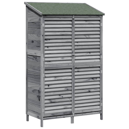 vidaXL Garden Shed with Roof Grey 106 x 56 x 176.5 cm Solid Fir Wood 2