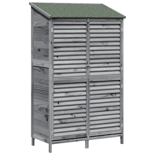 vidaXL Garden Shed with Roof Grey 106 x 56 x 176.5 cm Solid Fir Wood 2
