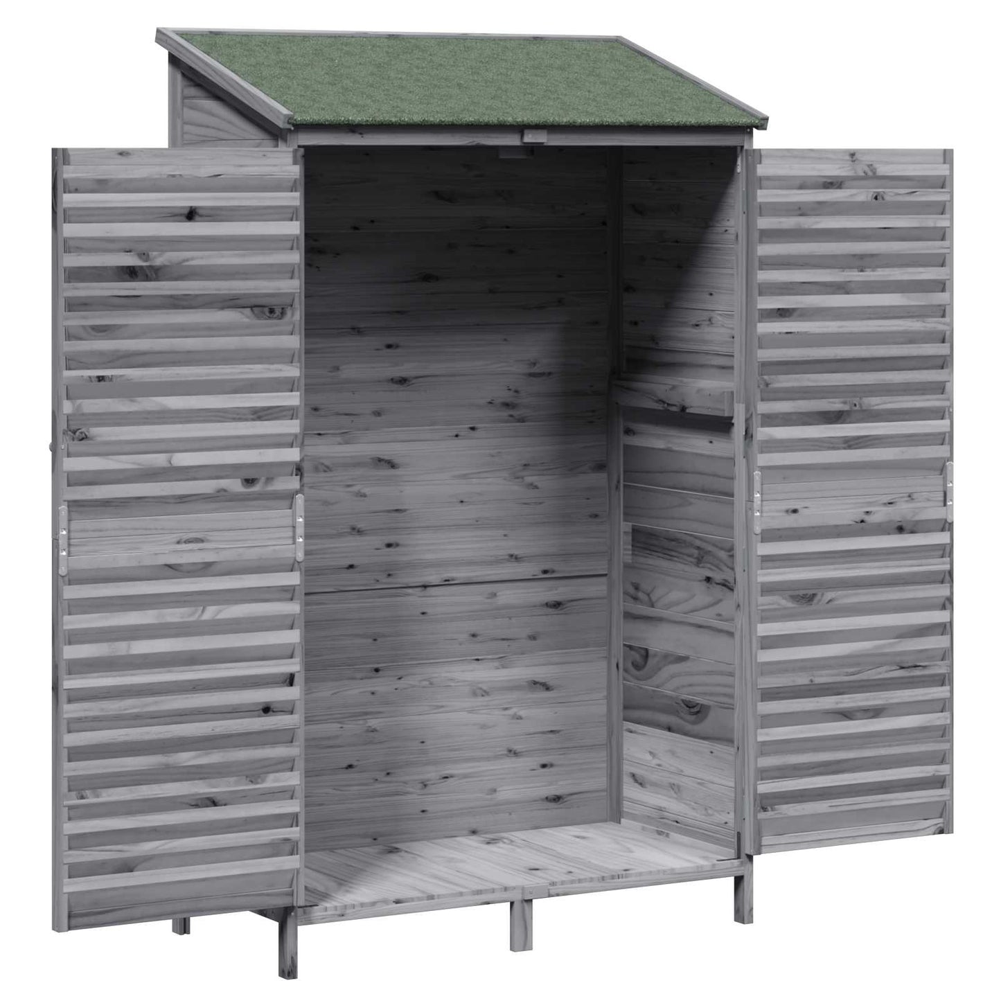 vidaXL Garden Shed with Roof Grey 106 x 56 x 176.5 cm Solid Fir Wood 4