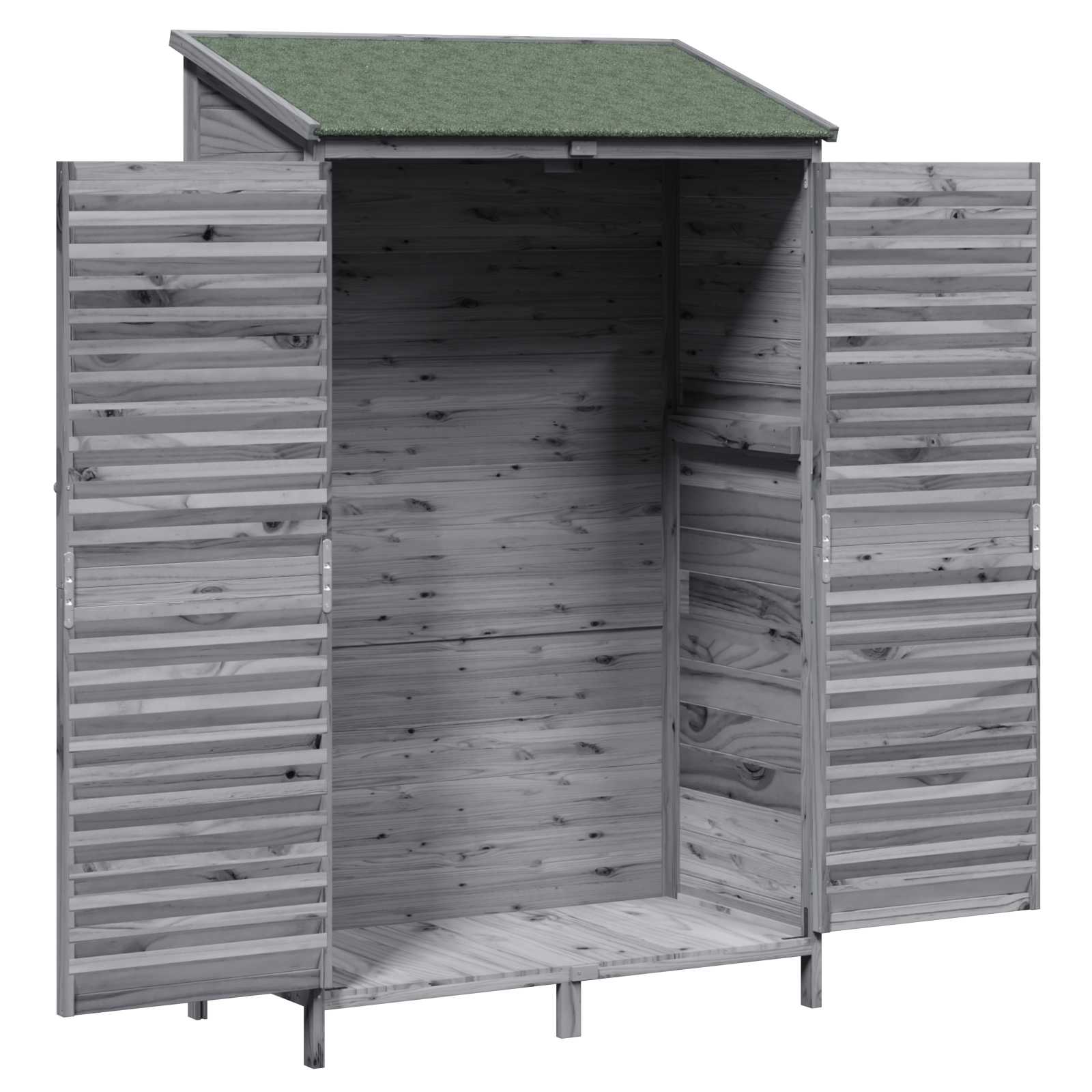 vidaXL Garden Shed with Roof Grey 106 x 56 x 176.5 cm Solid Fir Wood 4