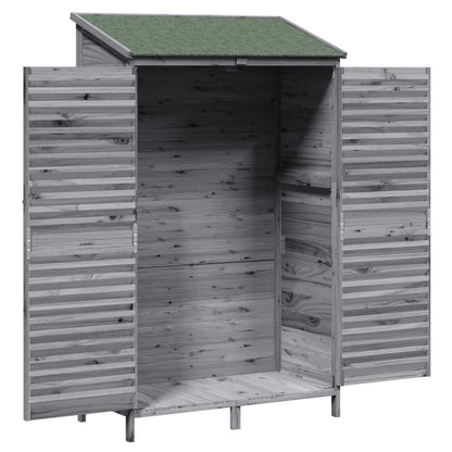 vidaXL Garden Shed with Roof Grey 106 x 56 x 176.5 cm Solid Fir Wood 4