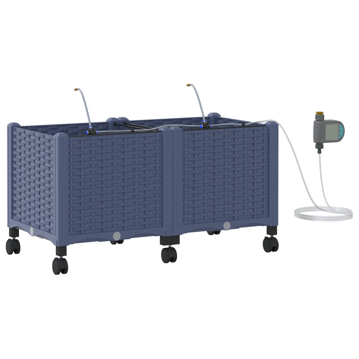 Garden Planter with Irrigation&Wheels 2 pcs PP with Wheels Width 80 cm Grey 37.5 cm