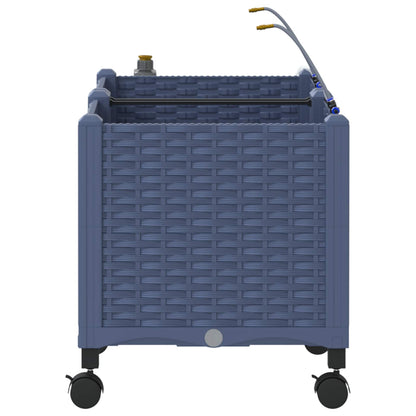 Garden Planter with Irrigation&Wheels 2 pcs PP with Wheels Width 80 cm Grey 37.5 cm