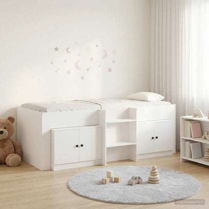 vidaXL Loft Bed Frame with Cabinet 3 pcs White Engineered Wood 1