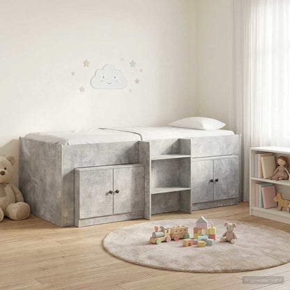 vidaXL Loft Bed Frame with Cabinet 3 pcs Concrete Grey Engineered Wood 1