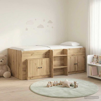 Loft Bed Frame with Cabinet 3 pcs Engineered Wood Artisan oak