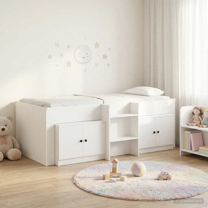 vidaXL Loft Bed Frame with Cabinet 3 pcs White Engineered Wood 1