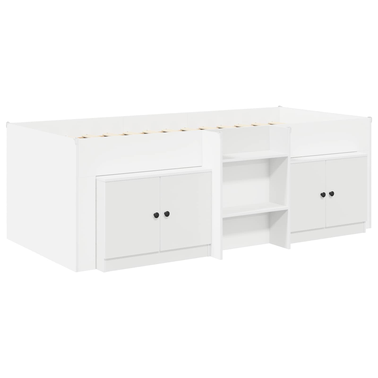 vidaXL Loft Bed Frame with Cabinet 3 pcs White Engineered Wood 3