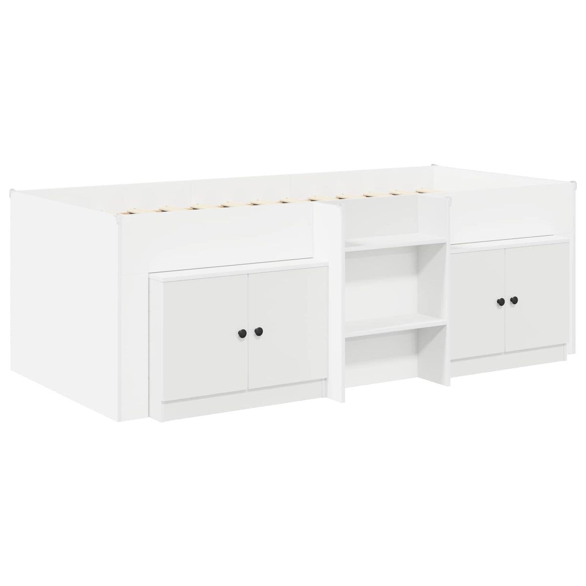 Loft Bed Frame with Cabinet 3 pcs Engineered Wood White