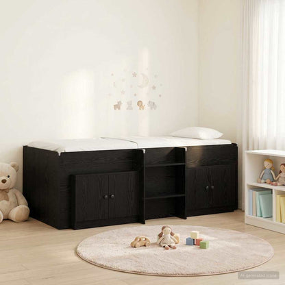 vidaXL Loft Bed Frame with Cabinet 3 pcs Black Engineered Wood 1