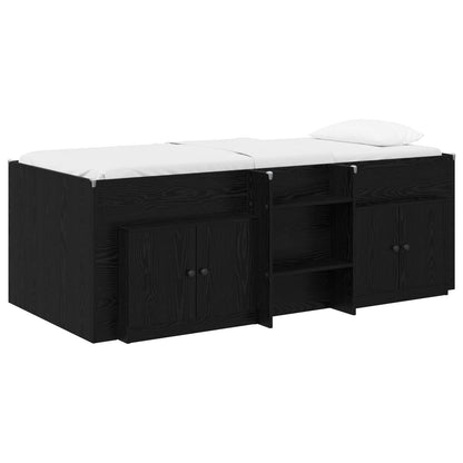 vidaXL Loft Bed Frame with Cabinet 3 pcs Black Engineered Wood 2