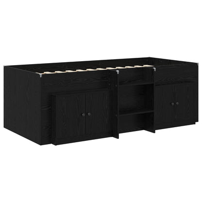 vidaXL Loft Bed Frame with Cabinet 3 pcs Black Engineered Wood 3