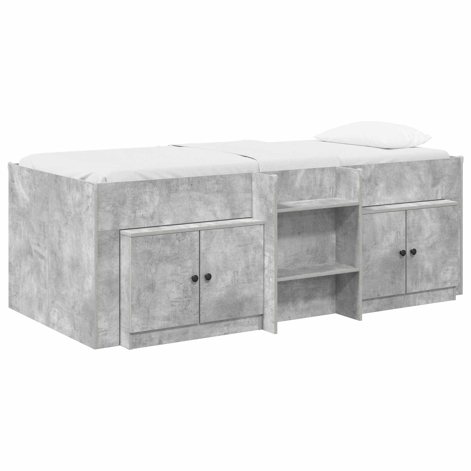 vidaXL Loft Bed Frame with Cabinet 3 pcs Concrete Grey Engineered Wood 2