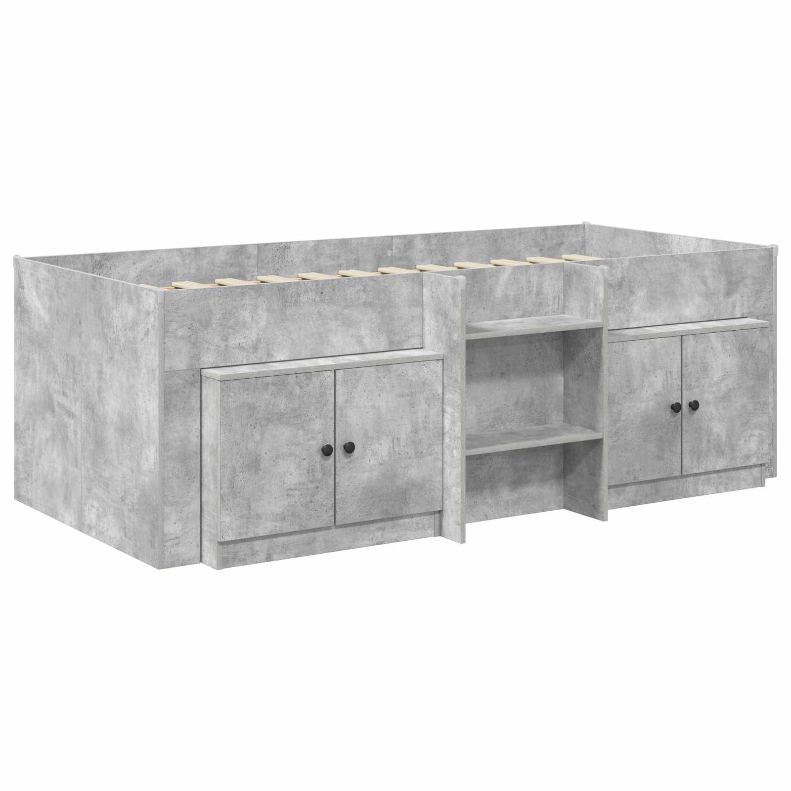 vidaXL Loft Bed Frame with Cabinet 3 pcs Concrete Grey Engineered Wood 3