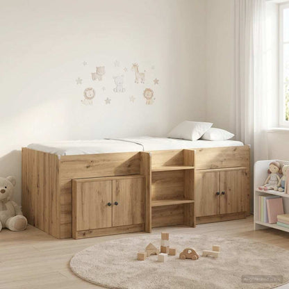 vidaXL Loft Bed Frame with Cabinet 3 pcs Artisan Oak Engineered Wood 1