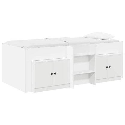 vidaXL Loft Bed Frame with Cabinet 3 pcs White Engineered Wood 2