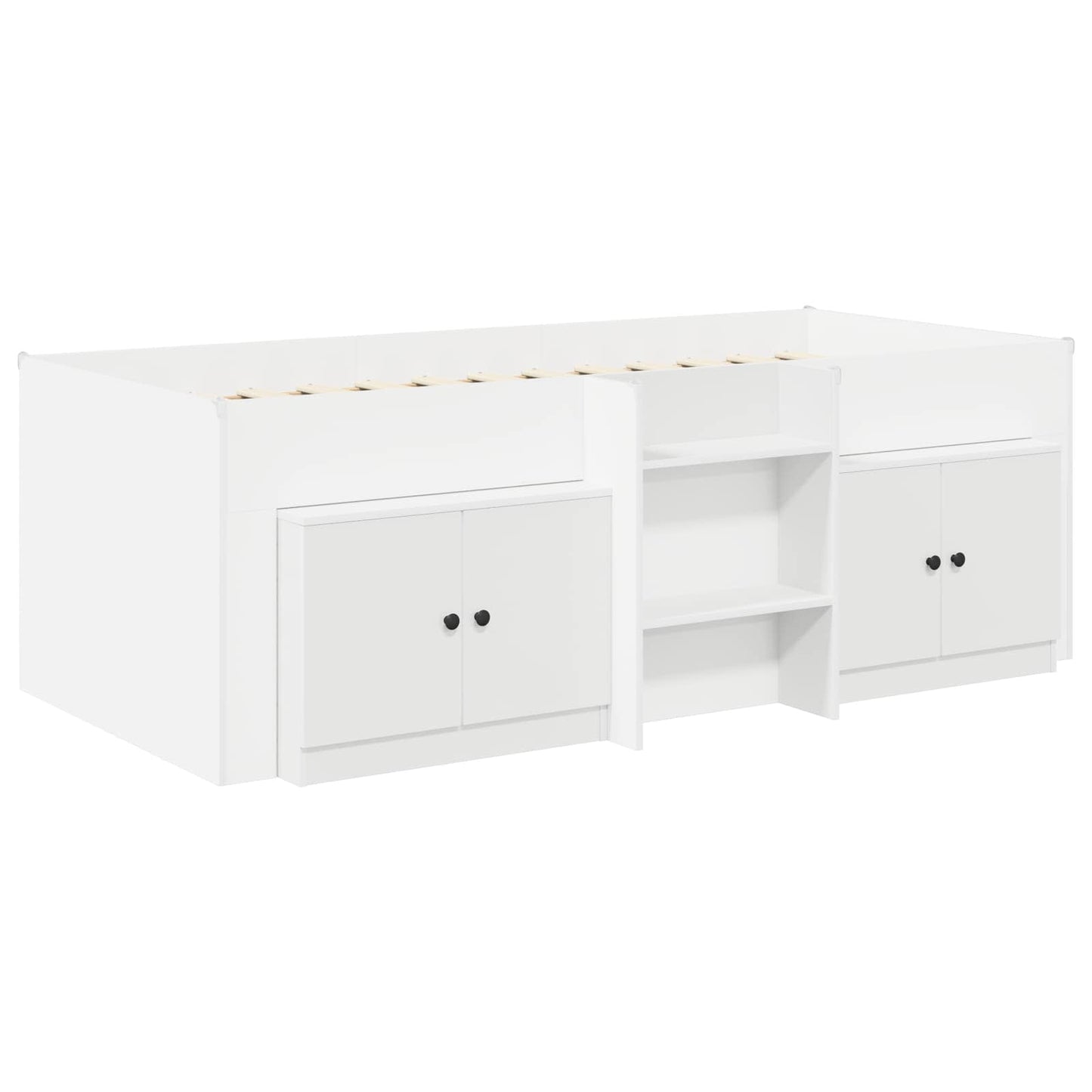vidaXL Loft Bed Frame with Cabinet 3 pcs White Engineered Wood 3