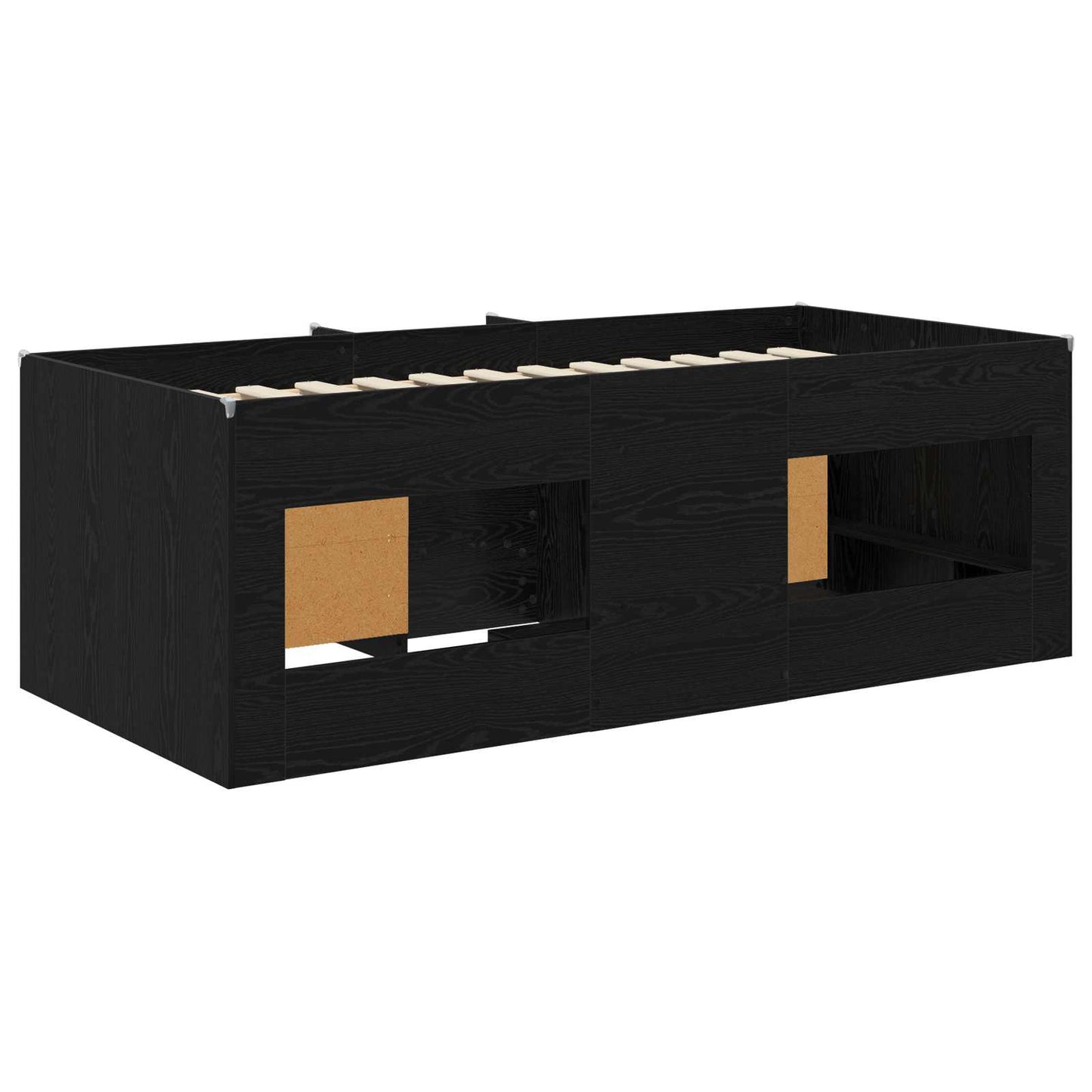 vidaXL Loft Bed Frame with Cabinet 3 pcs Black Engineered Wood 5