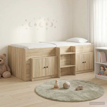 vidaXL Loft Bed Frame with Cabinet 3 pcs Sonoma Oak Engineered Wood 1