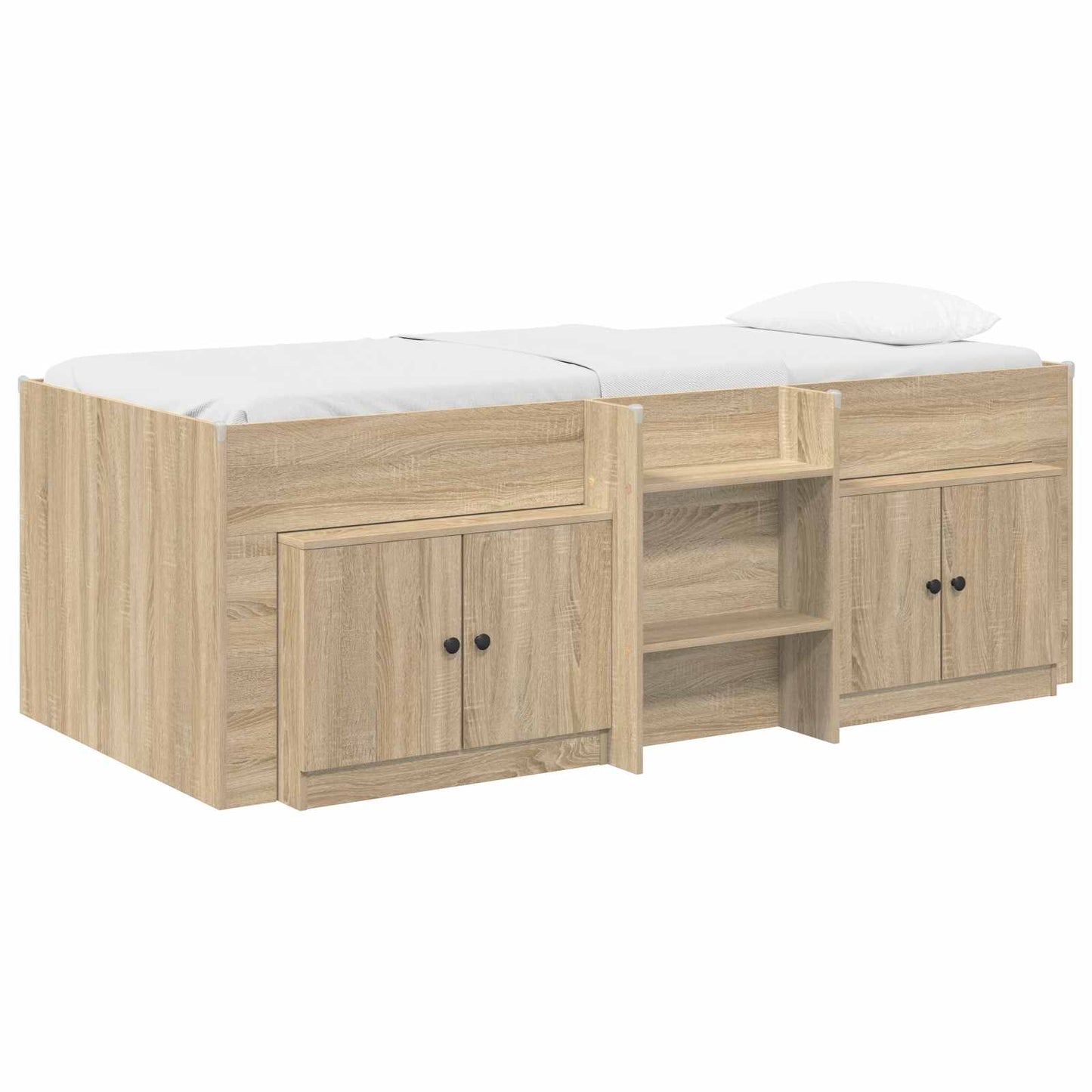 vidaXL Loft Bed Frame with Cabinet 3 pcs Sonoma Oak Engineered Wood 2