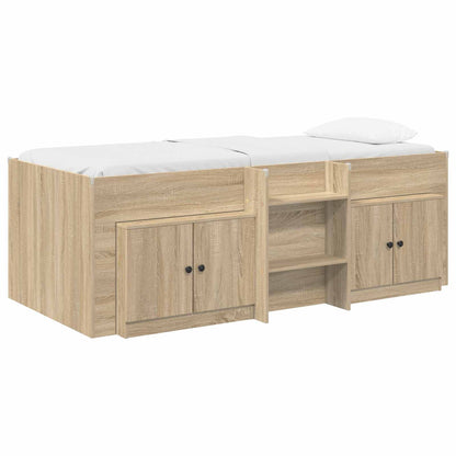 vidaXL Loft Bed Frame with Cabinet 3 pcs Sonoma Oak Engineered Wood 2