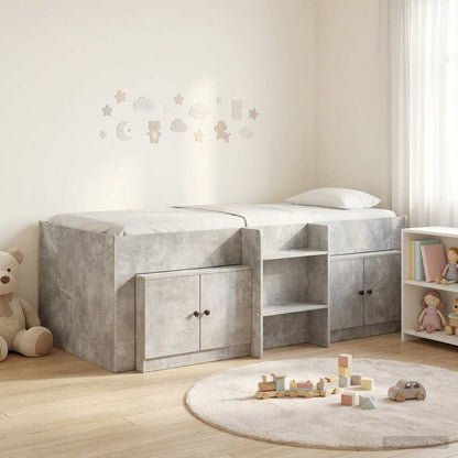 vidaXL Loft Bed Frame with Cabinet 3 pcs Concrete Grey Engineered Wood 1