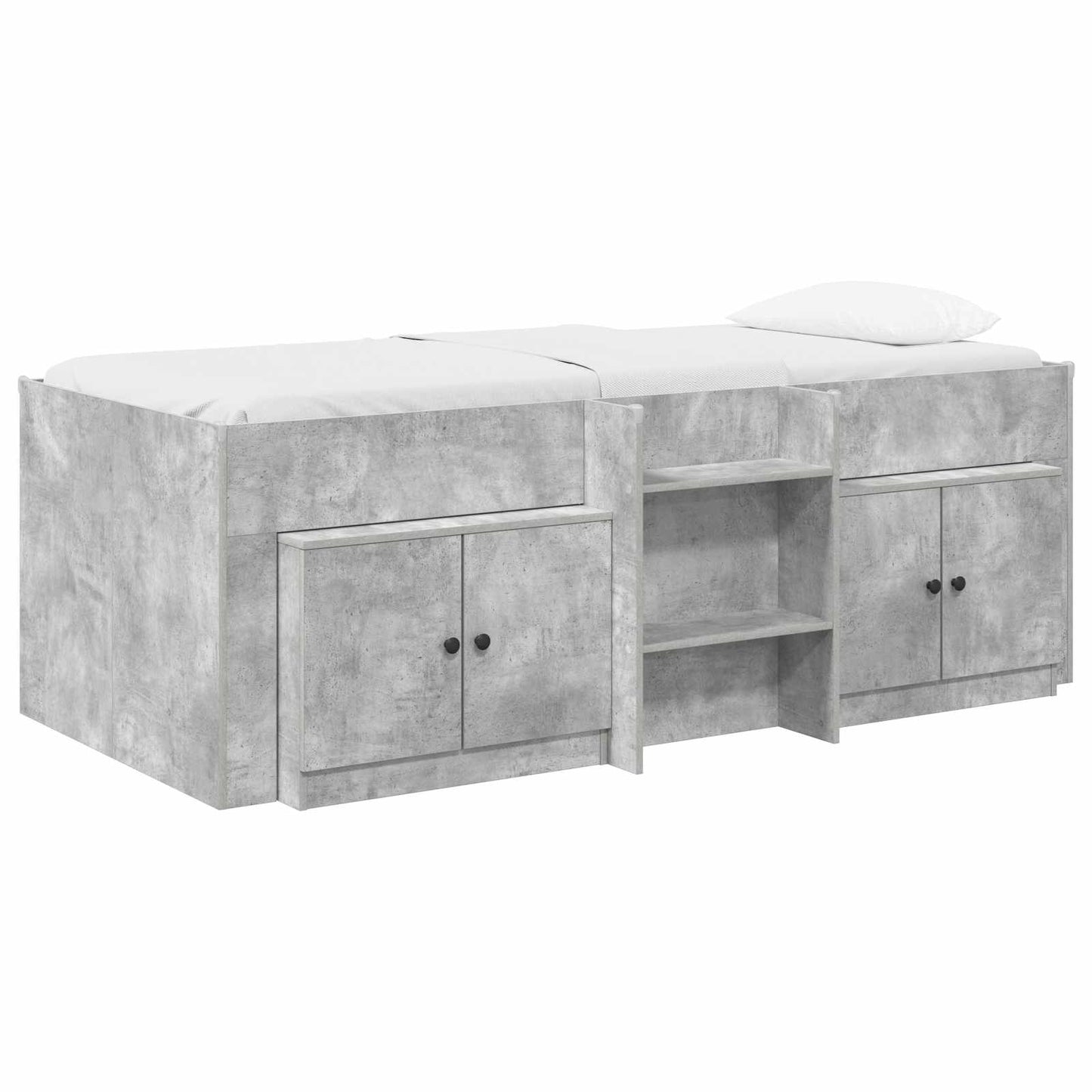 vidaXL Loft Bed Frame with Cabinet 3 pcs Concrete Grey Engineered Wood 2