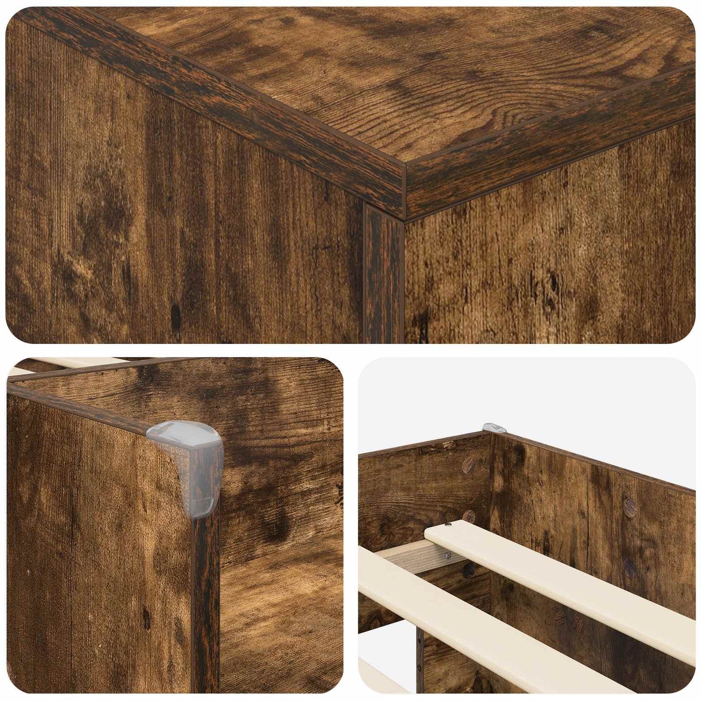 vidaXL Loft Bed Frame with Cabinet 3 pcs Smoked Oak Engineered Wood 6