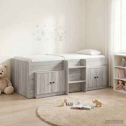 vidaXL Loft Bed Frame with Cabinet 3 pcs Grey Sonoma Engineered Wood 1