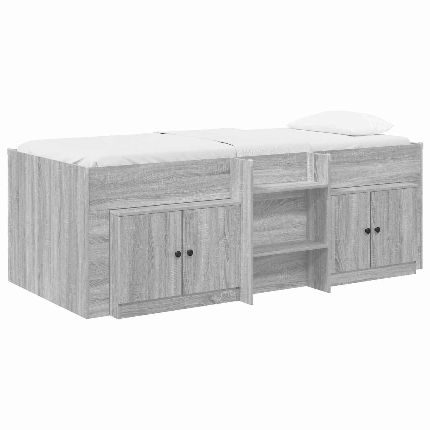 vidaXL Loft Bed Frame with Cabinet 3 pcs Grey Sonoma Engineered Wood 2
