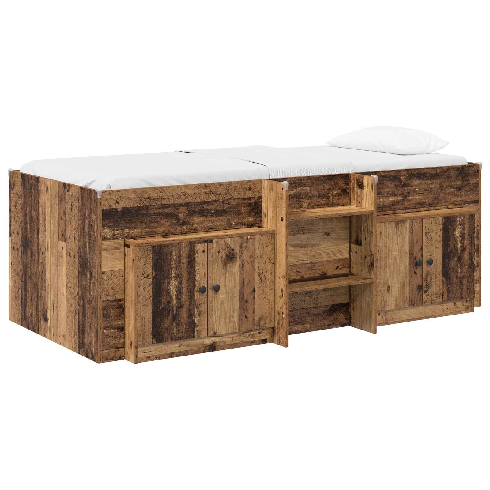 vidaXL Loft Bed Frame with Cabinet 3 pcs Old Wood Engineered Wood 2