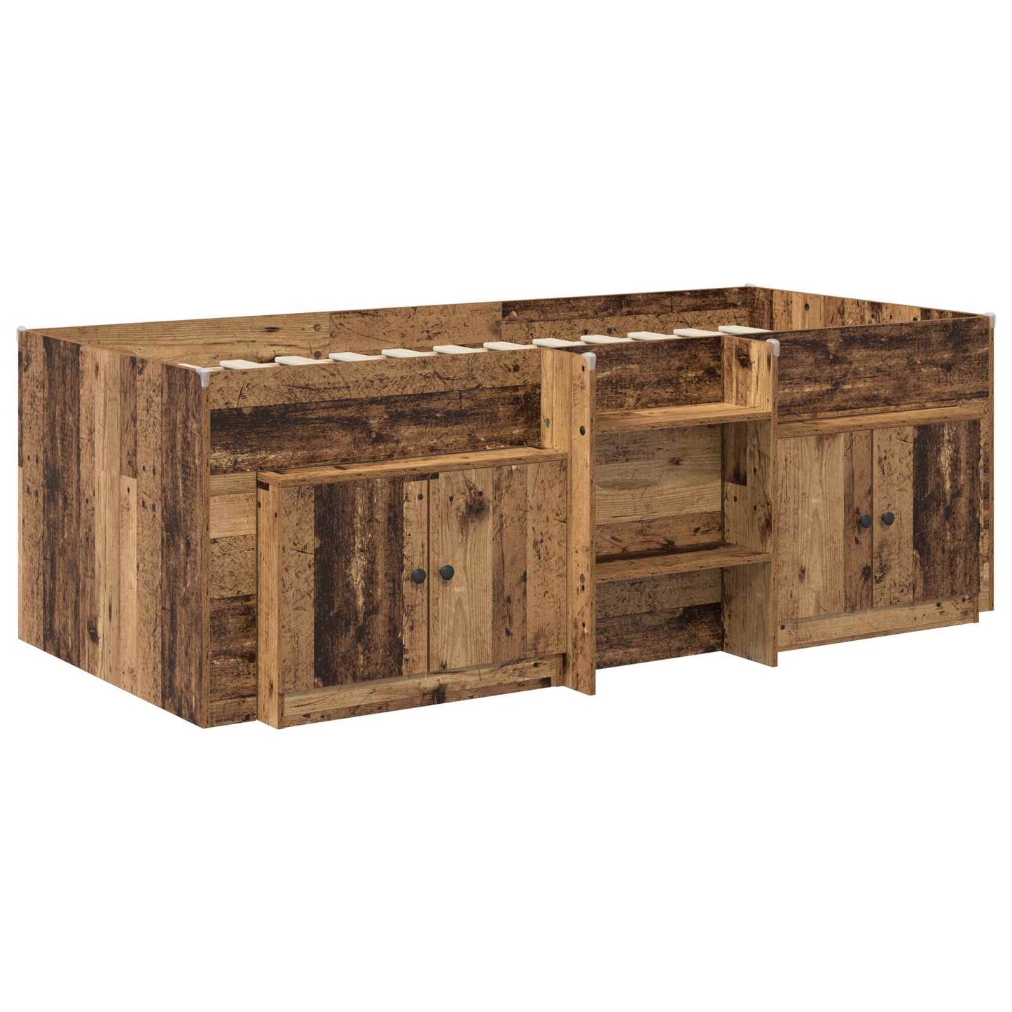 vidaXL Loft Bed Frame with Cabinet 3 pcs Old Wood Engineered Wood 3