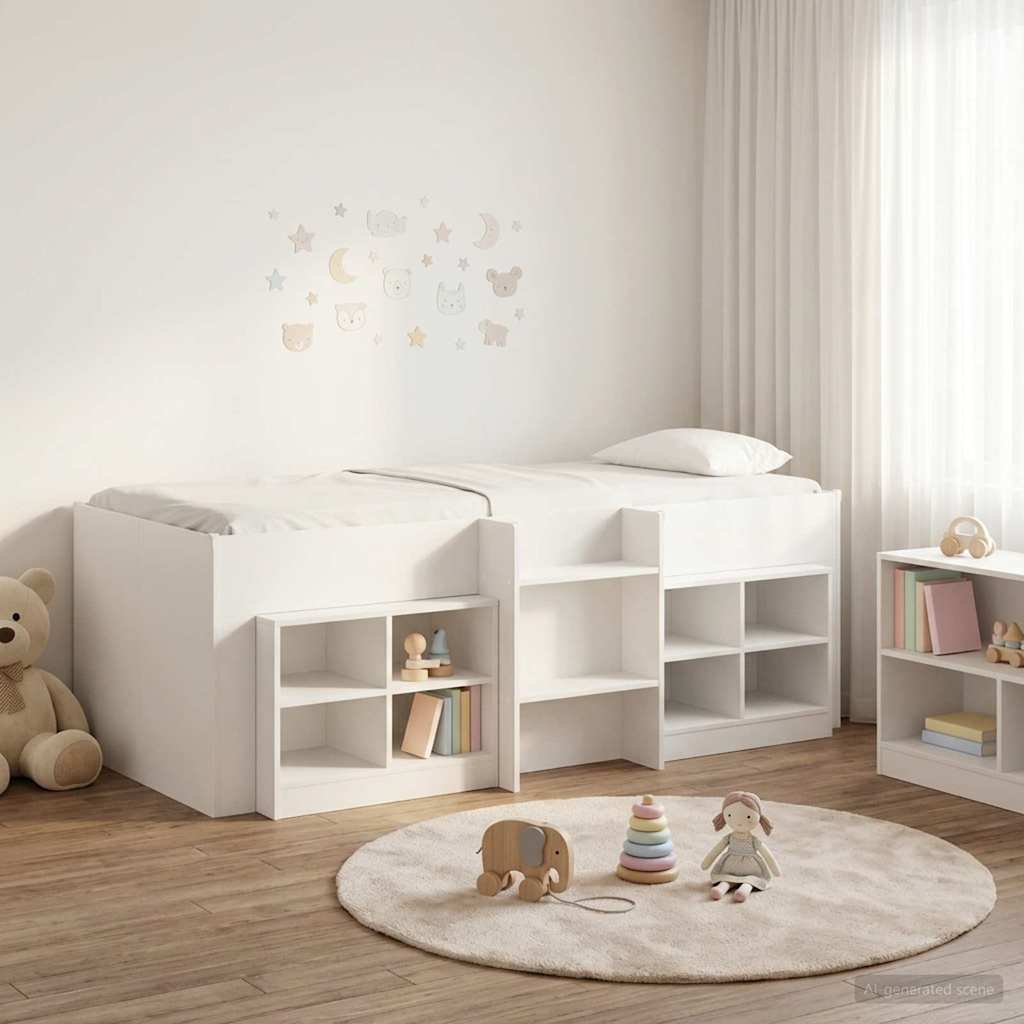 vidaXL Loft Bed Frame with Cabinet 3 pcs White Engineered Wood 1