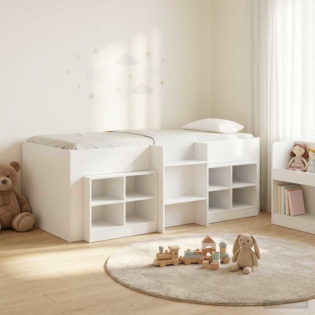 vidaXL Loft Bed Frame with Cabinet 3 pcs White Engineered Wood 1