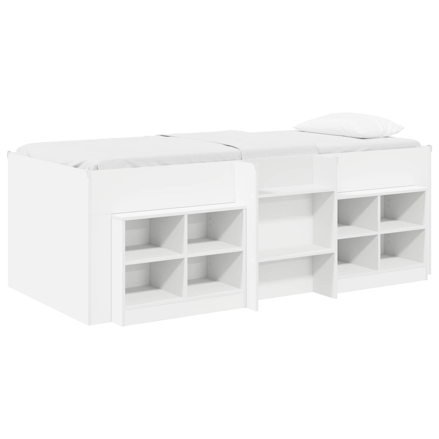 vidaXL Loft Bed Frame with Cabinet 3 pcs White Engineered Wood 2