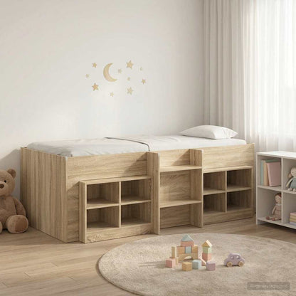 vidaXL Loft Bed Frame with Cabinet 3 pcs Sonoma Oak Engineered Wood 1