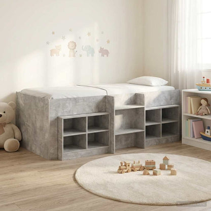 vidaXL Loft Bed Frame with Cabinet 3 pcs Concrete Grey Engineered Wood 1