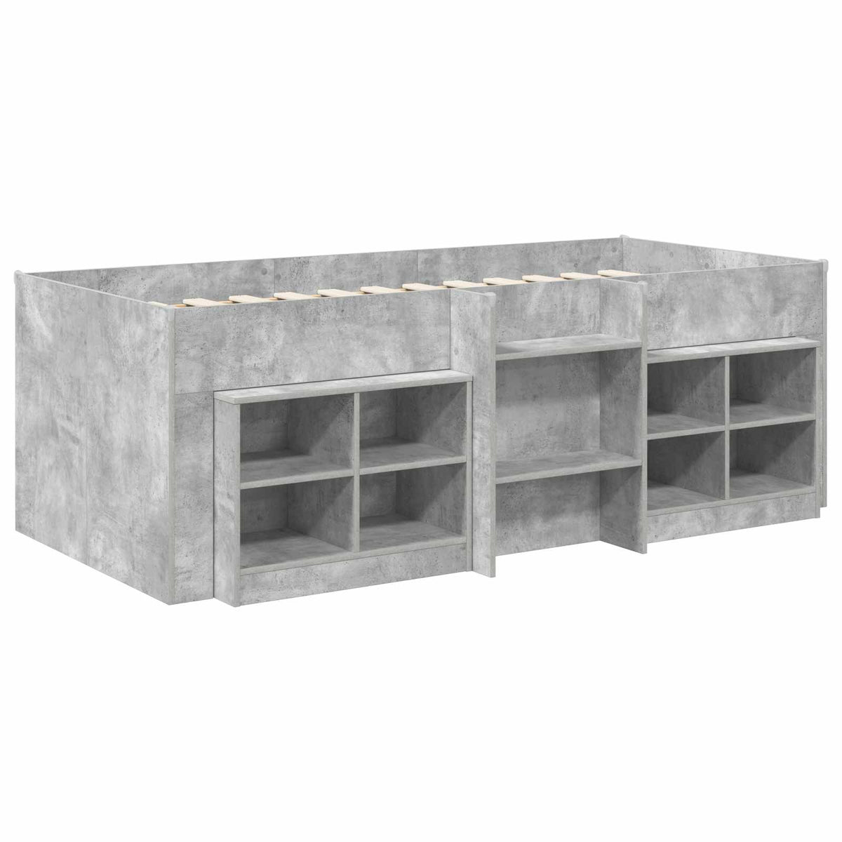 Loft Bed Frame with Cabinet 3 pcs Engineered Wood Concrete grey