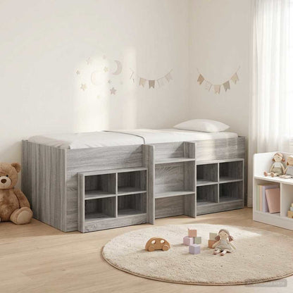 vidaXL Loft Bed Frame with Cabinet 3 pcs Grey Sonoma Engineered Wood 1