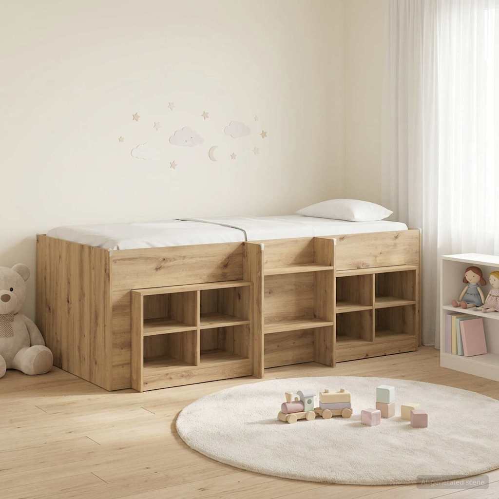 vidaXL Loft Bed Frame with Cabinet 3 pcs Artisan Oak Engineered Wood 1