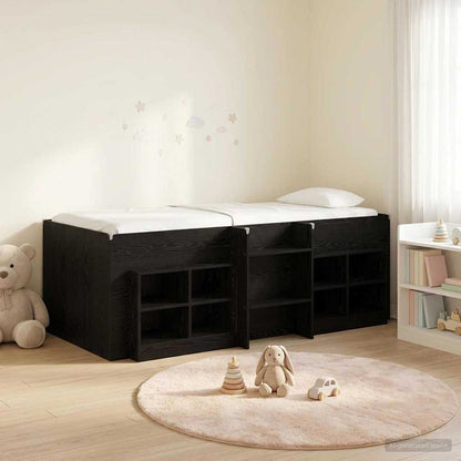 vidaXL Loft Bed Frame with Cabinet 3 pcs Black Engineered Wood 1