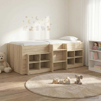 vidaXL Loft Bed Frame with Cabinet 3 pcs Sonoma Oak Engineered Wood 1