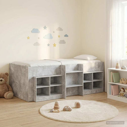 vidaXL Loft Bed Frame with Cabinet 3 pcs Concrete Grey Engineered Wood 1
