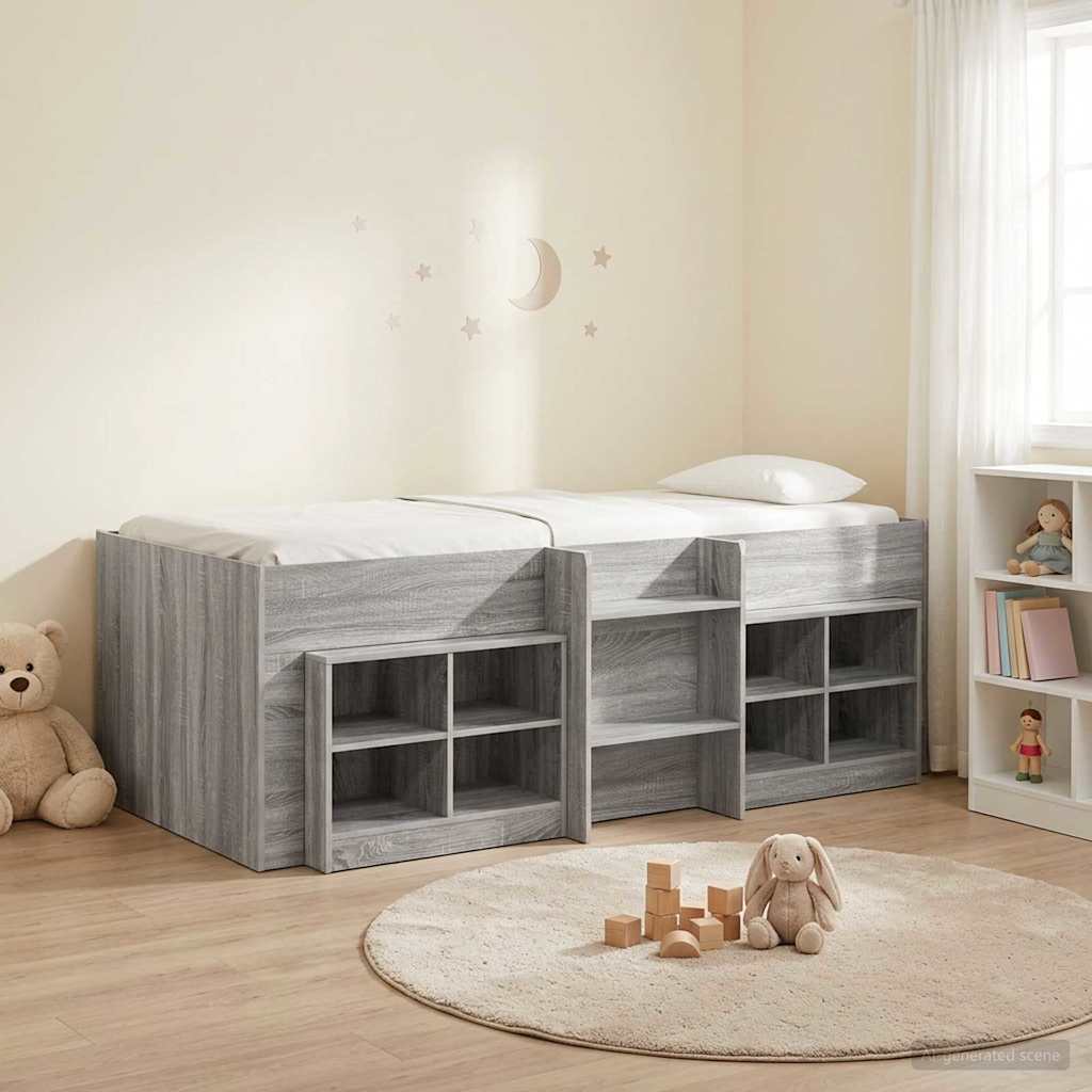 vidaXL Loft Bed Frame with Cabinet 3 pcs Grey Sonoma Engineered Wood 1