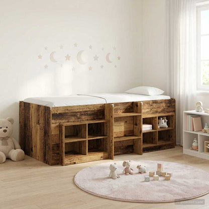 vidaXL Loft Bed Frame with Cabinet 3 pcs Old Wood Engineered Wood 1