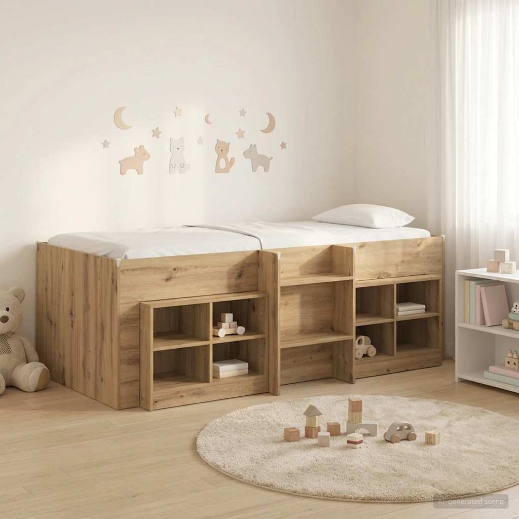 vidaXL Loft Bed Frame with Cabinet 3 pcs Artisan Oak Engineered Wood 1