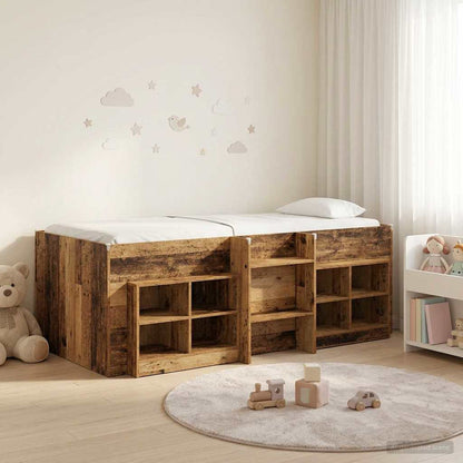vidaXL Loft Bed Frame with Cabinet 3 pcs Old Wood Engineered Wood 1