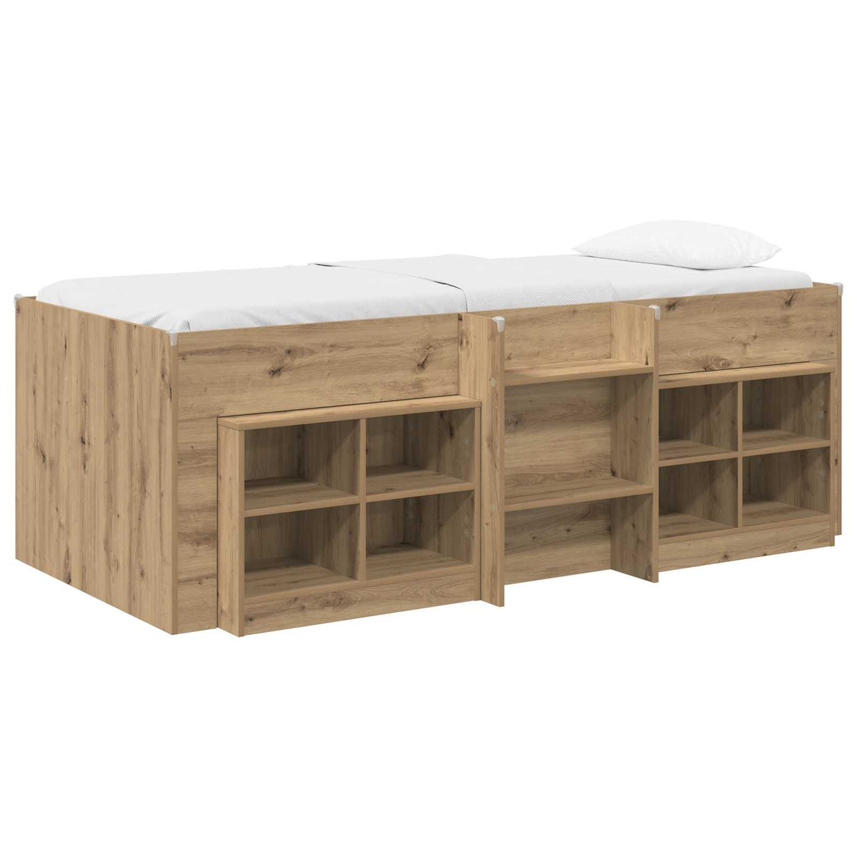 Loft Bed Frame with Cabinet 3 pcs Engineered Wood Artisan oak