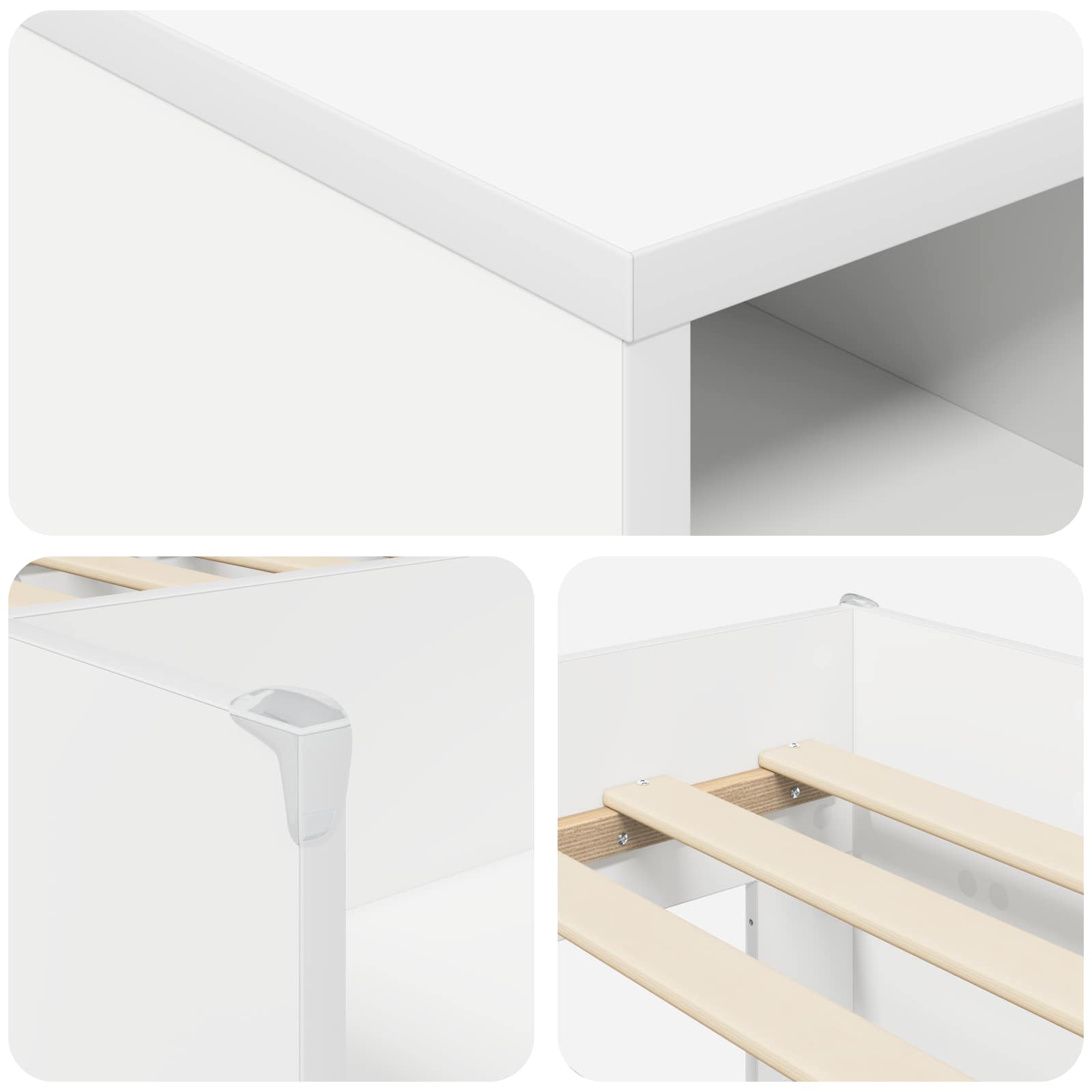 vidaXL Loft Bed Frame with Cabinet 3 pcs White Engineered Wood 6